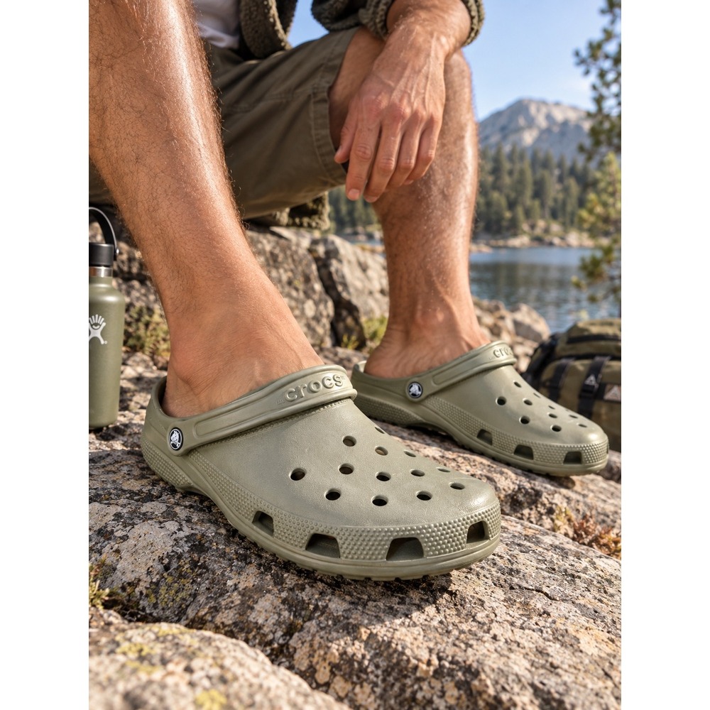Crocs Classic Clog Mens Size 12 Army Green Olive Drab Slip On Comfort Shoes